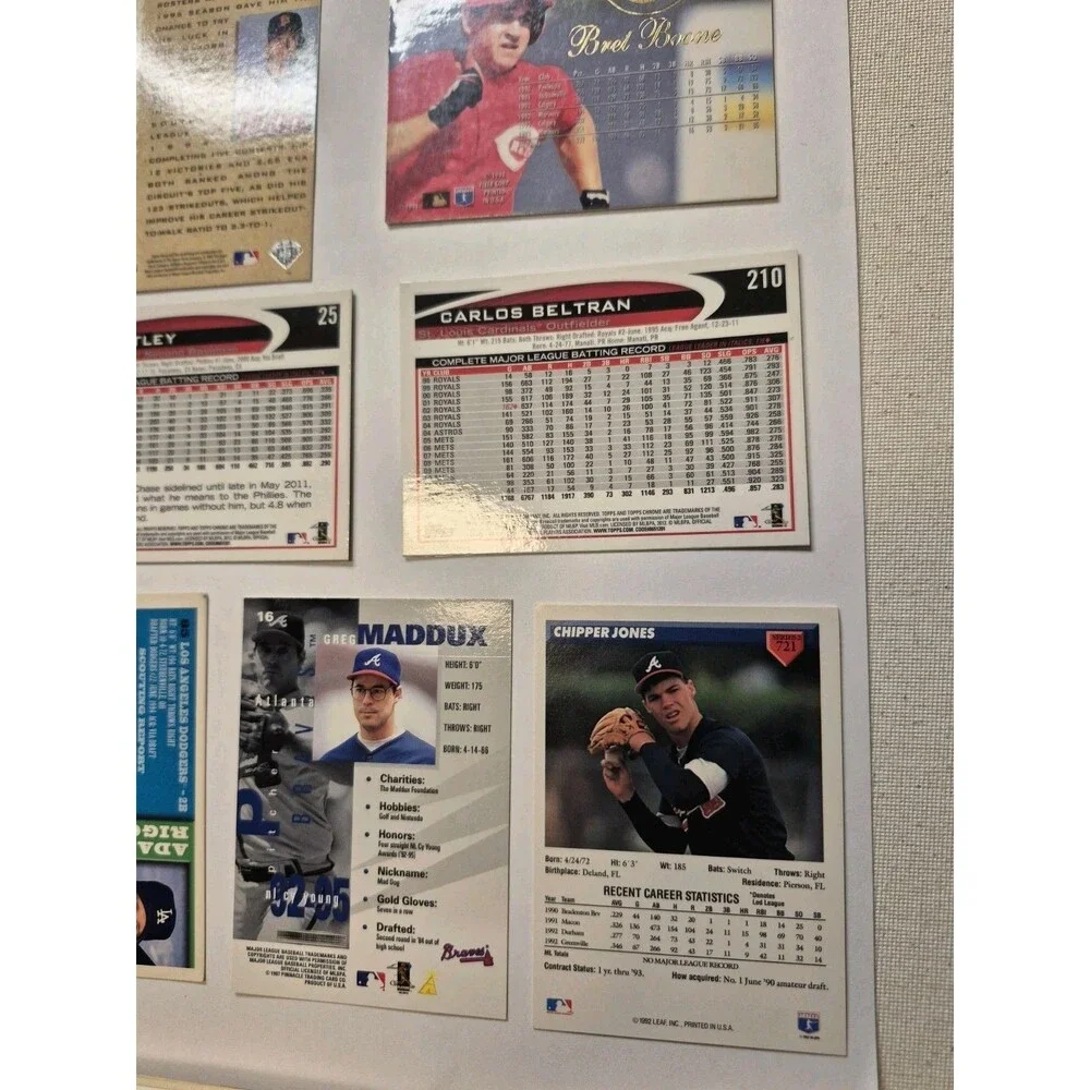 Baseball Card Lot Maddux Piazza Beltran Utley Jones Radke Riggs Bowman Topps...